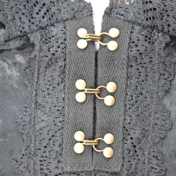 Free People Wait For It Velvet Lace Trim Mini Dress Black XS - Picture 5 of 14